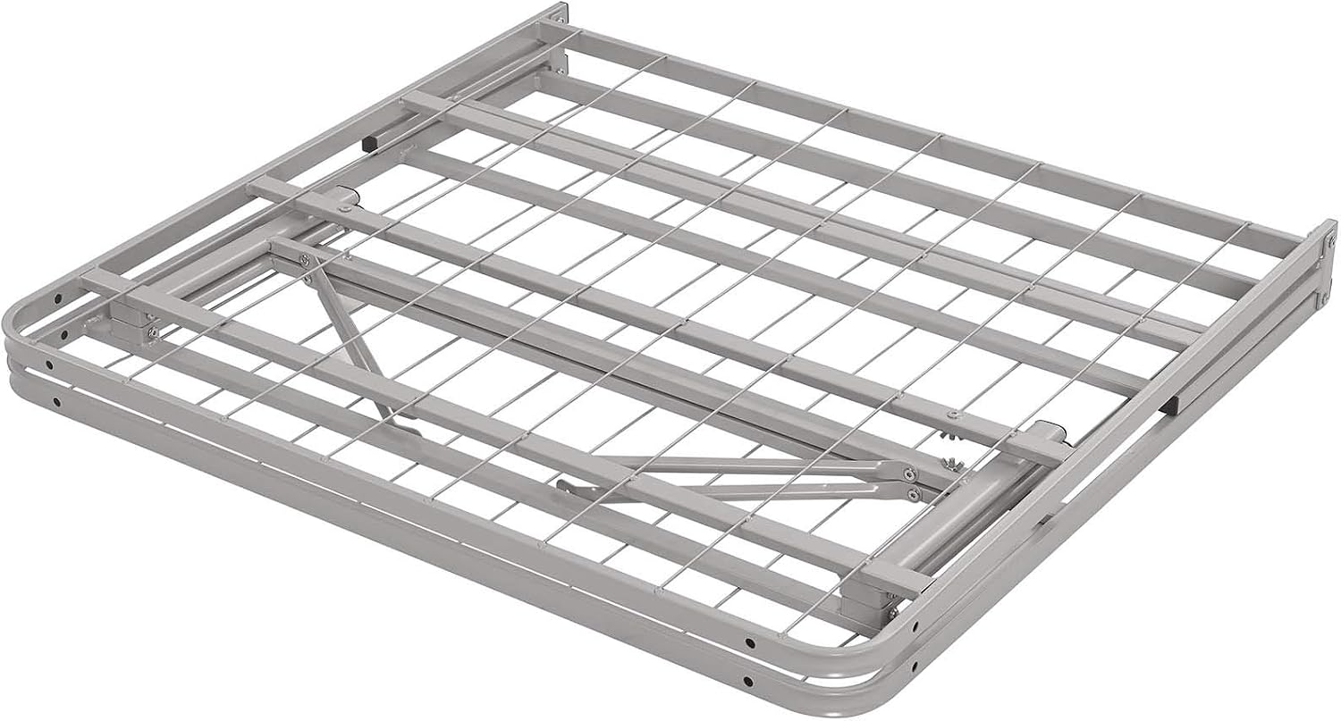 Modway Horizon Queen Bed Frame In Gray - Replaces Box Spring - Folding Metal Mattress Bed Frame