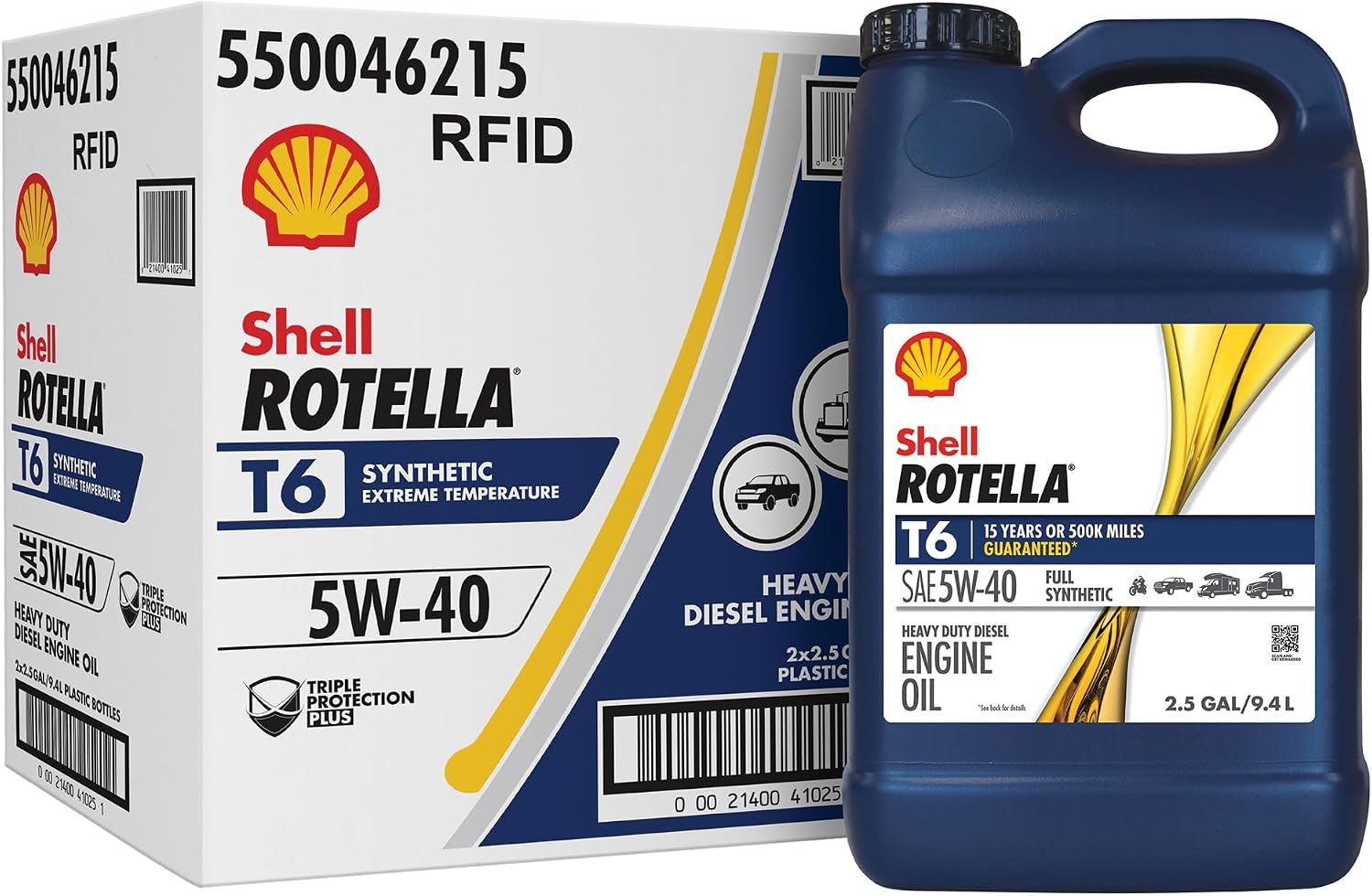 Shell Rotella T6 Full Synthetic Heavy Duty Engine Oil 5W-40, 55 Gallon Drum