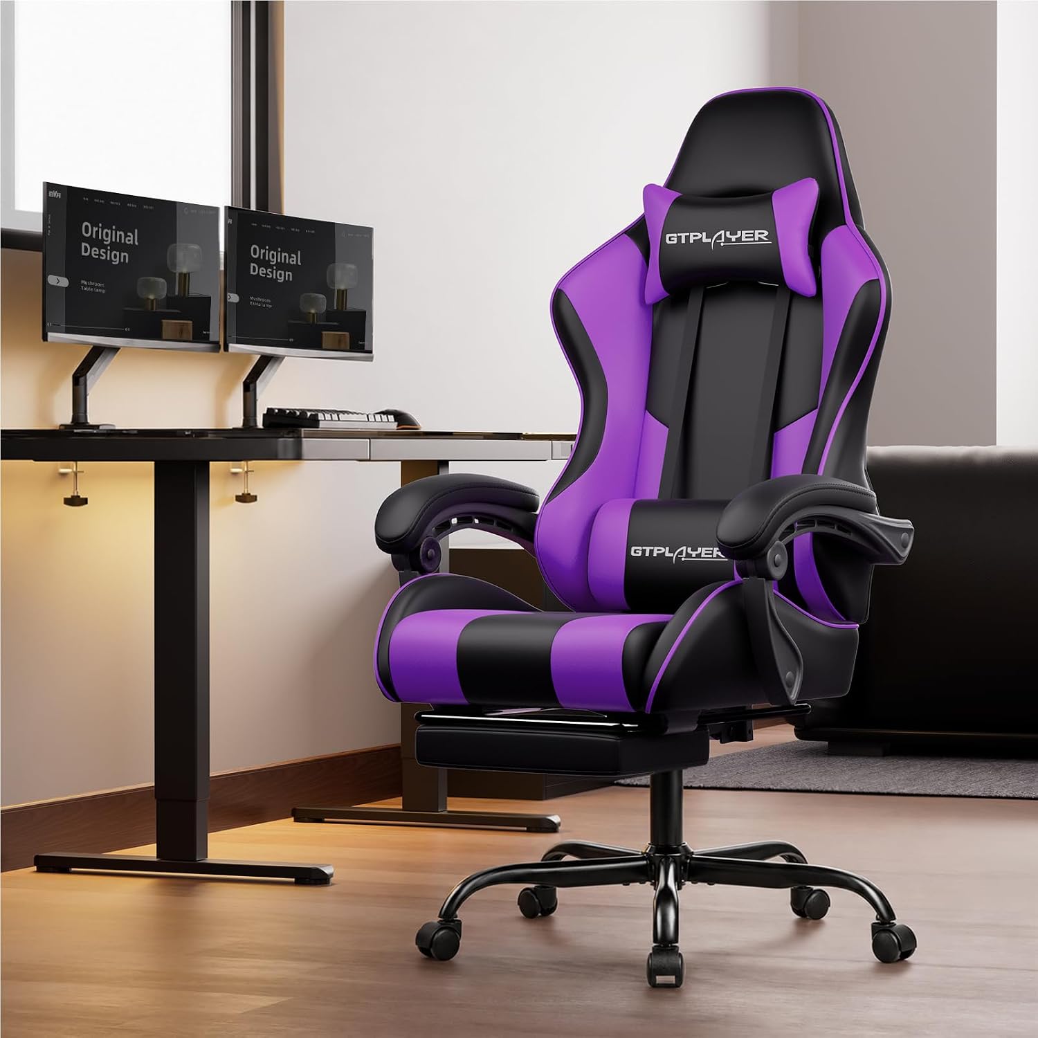 GTPLAYER Gaming Chair, Computer Chair with Footrest and Lumbar Support