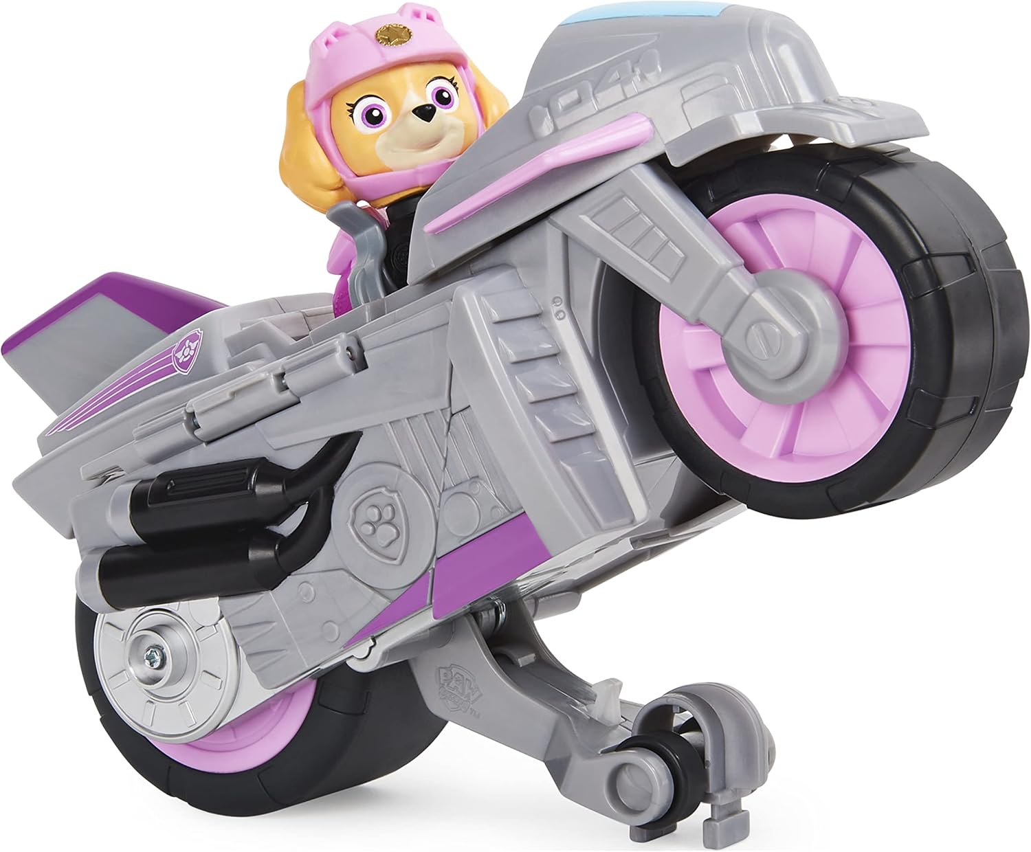 PAW Patrol, Moto Pups Wildcat’s Deluxe Pull Back Motorcycle Vehicle with Wheelie Feature and Toy Figure