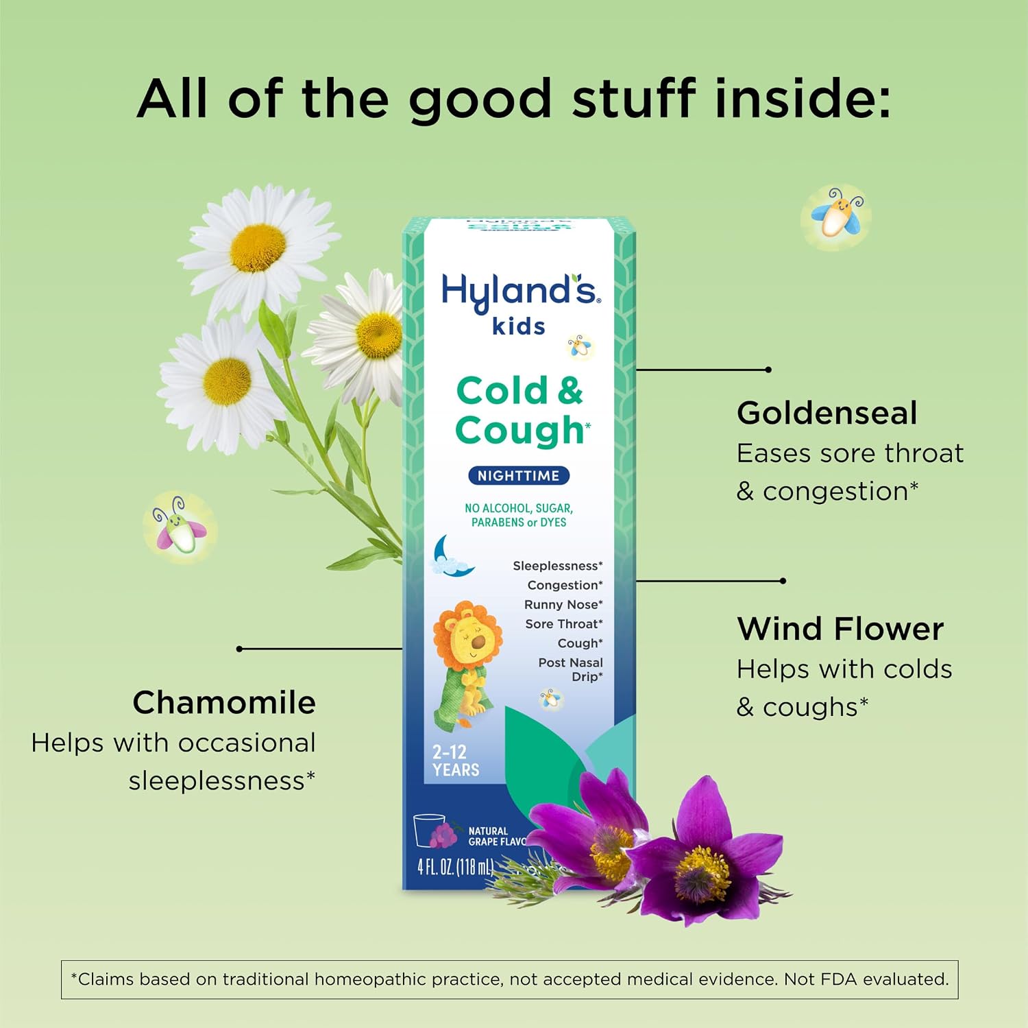 Hyland's Kids Cold and Cough, Day and Night Combo Pack, Cold Medicine for Ages 2 and up, Syrup Cough Medicine for Kids, Nasal Decongestant, 4 Fl Oz (Pack of 2)
