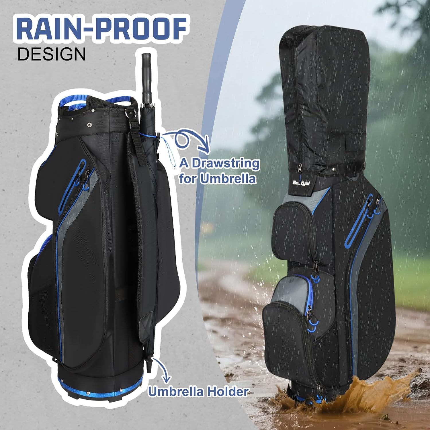 15-Way Golf Cart Bag, Lightweight Golf Club Bag for Men with Cooler | 15 Separate Compartments Easy Club Access Multiple Storage Pockets Cart Strap Channel Beverage Storage and Carry Handles