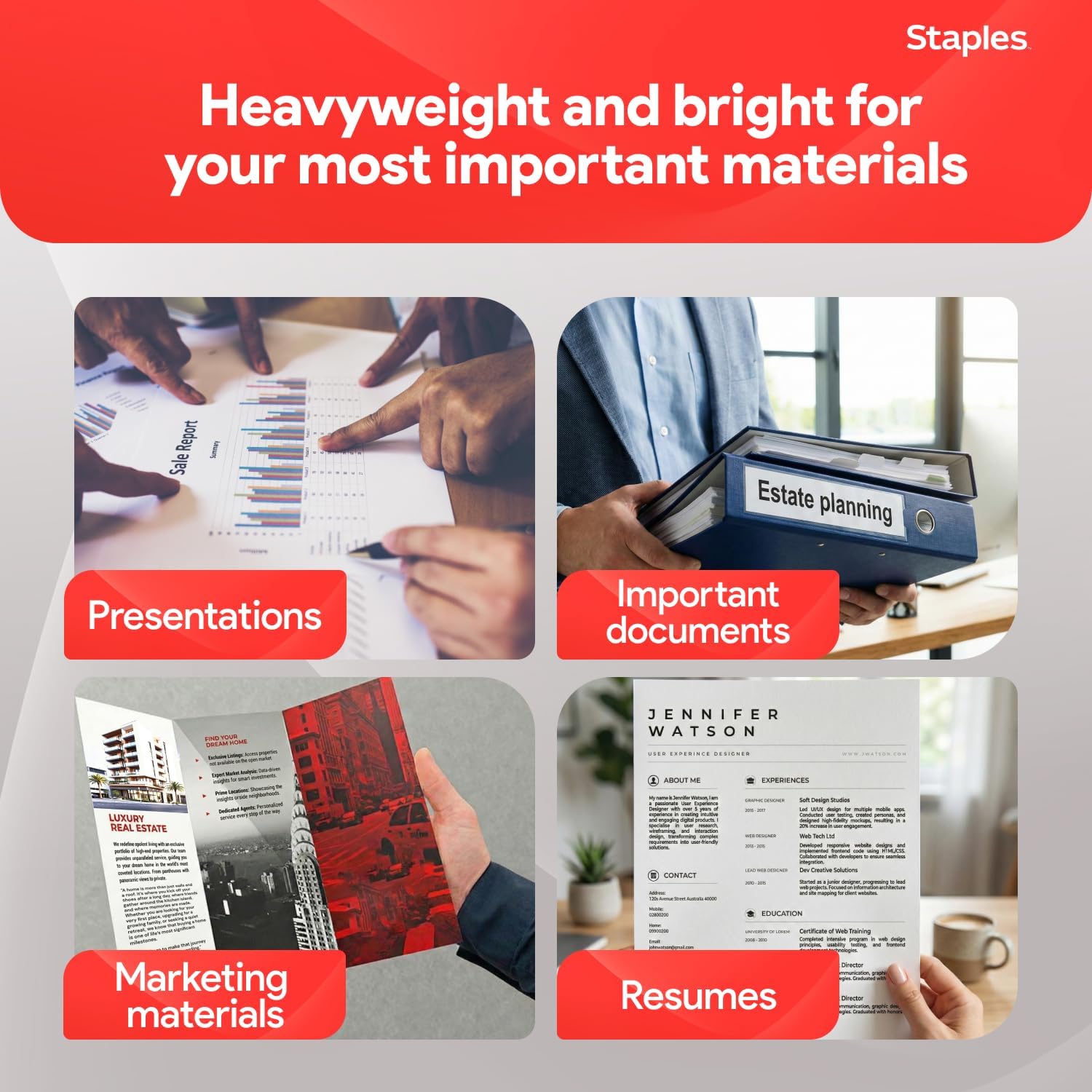 Staples Laser Paper, 8.5x11 Inch, 32 lb., 98 Brightness, 500/Ream