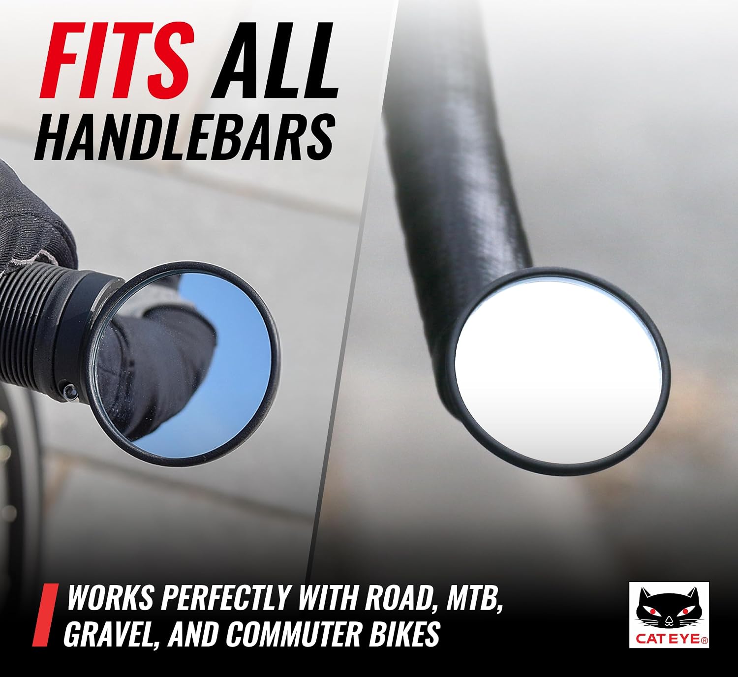 CATEYE BM-45 Bar End Mirror | Road, MTB and Gravel Bikes, Durable Aluminum with Scratch-Resistant Glass, Visibility and Safety for Cyclists