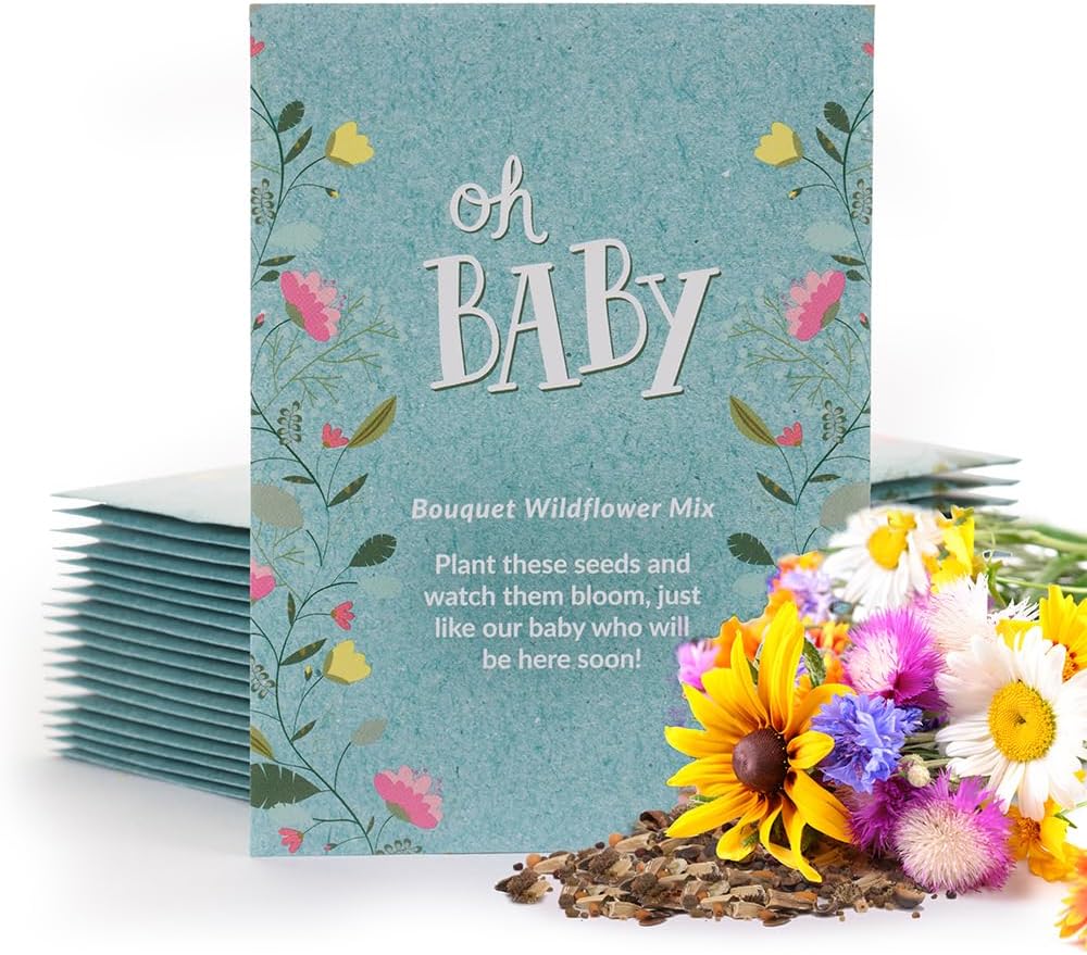 BENTLEY SEED CO. Oh Baby Flower Seeds Packets - Girl/Boy Baby Shower Favors - Pre-Filled
