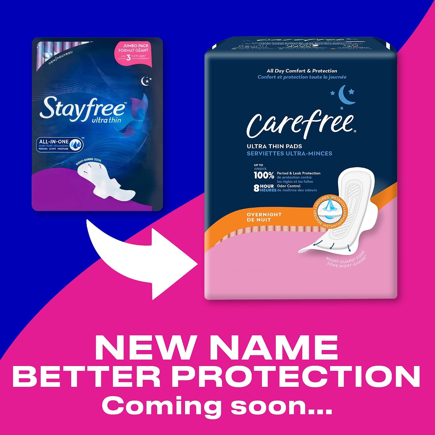 Stayfree Ultra Thin Overnight Pads Wings, Period and Leaks, 28 ct