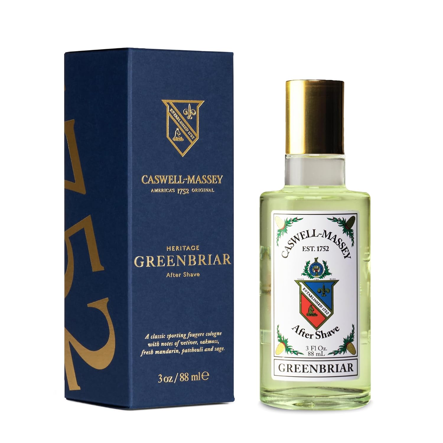 Caswell-Massey Number Six Gold Cap After Shave, Soothing Aftershave with Orange Blossom, Bergamot & Rosemary, 3 Fl Oz
