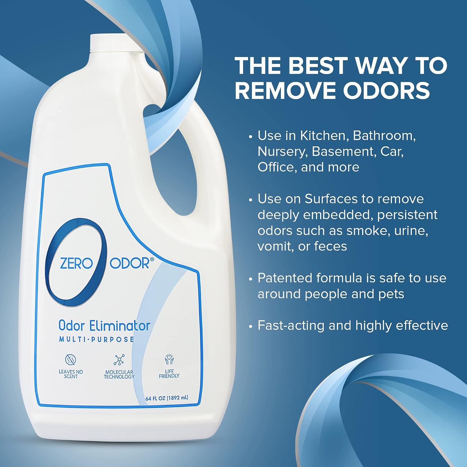 Zero Odor - Multi-Purpose Strong Odor Eliminator for Home, Office, Car, Bathroom, Hotel, Room Deodorizer, and Odor Neutralizer, 16oz