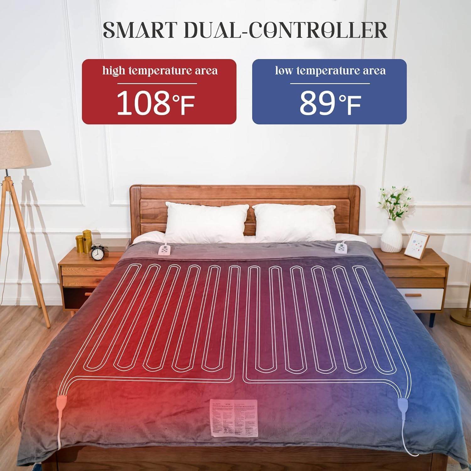SUNVIVI Heated Blanket King Size, Heating Electric Throw Blanket Dual Control, 10 Heat Settings, 12 Hours Auto Off, Machine Washable, ETL Certified