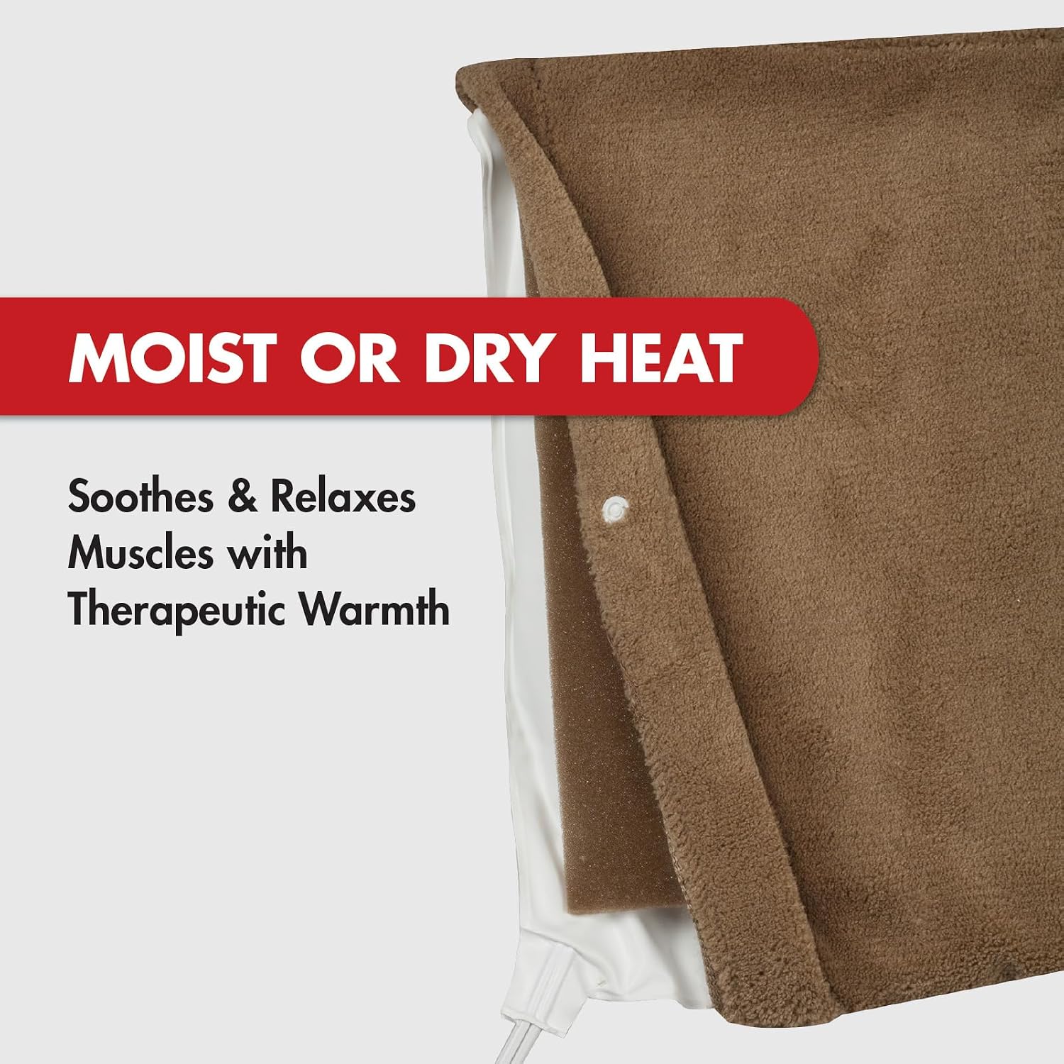 Deluxe Heating Pad Moist/Dry Heat Therapy | Moist & Dry Heat Therapy for Sore Muscles, 4 Heat Settings, Sponge Included, Machine-Washable Cover