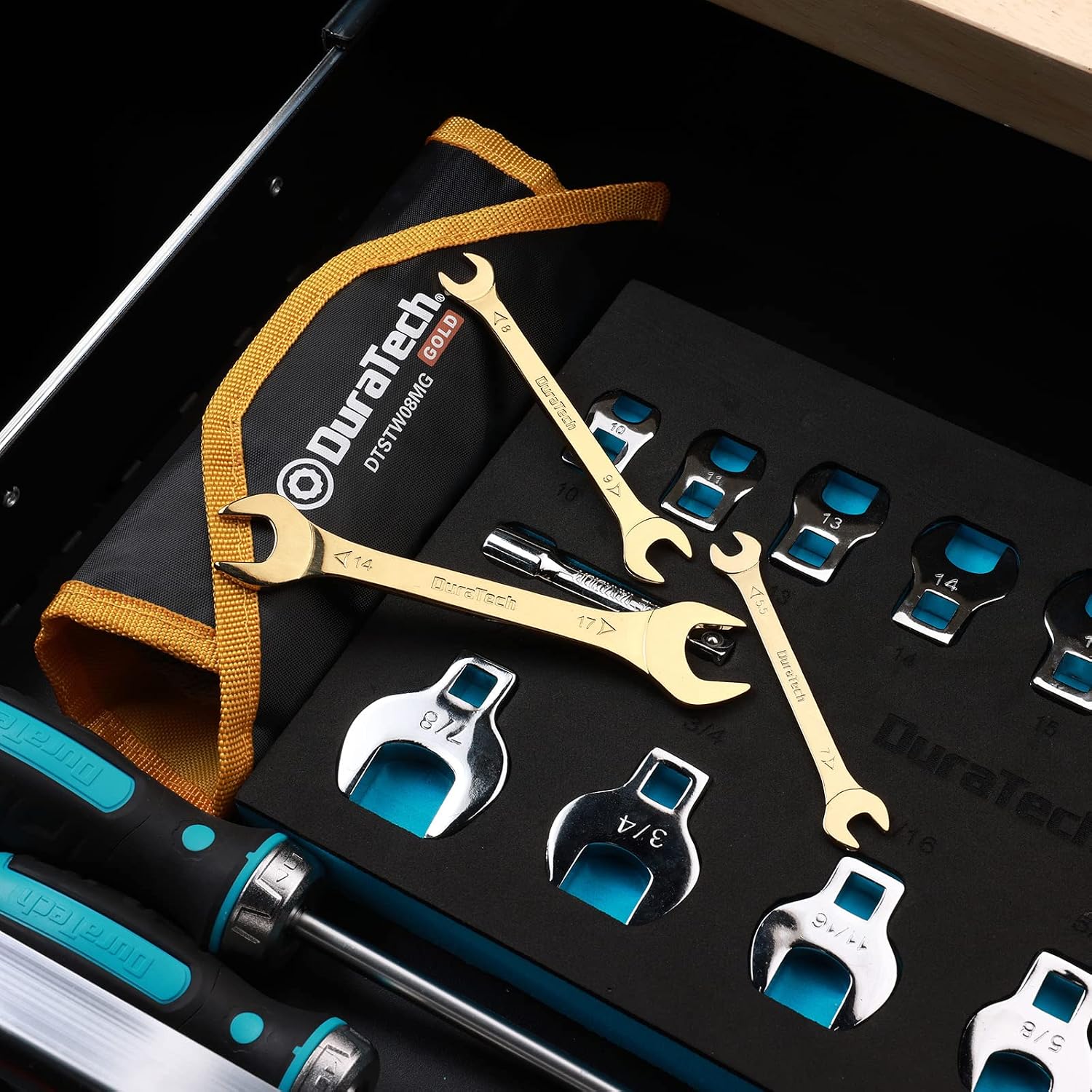 DURATECH Super-Thin Open End Wrench Set, 8-Piece, Metric