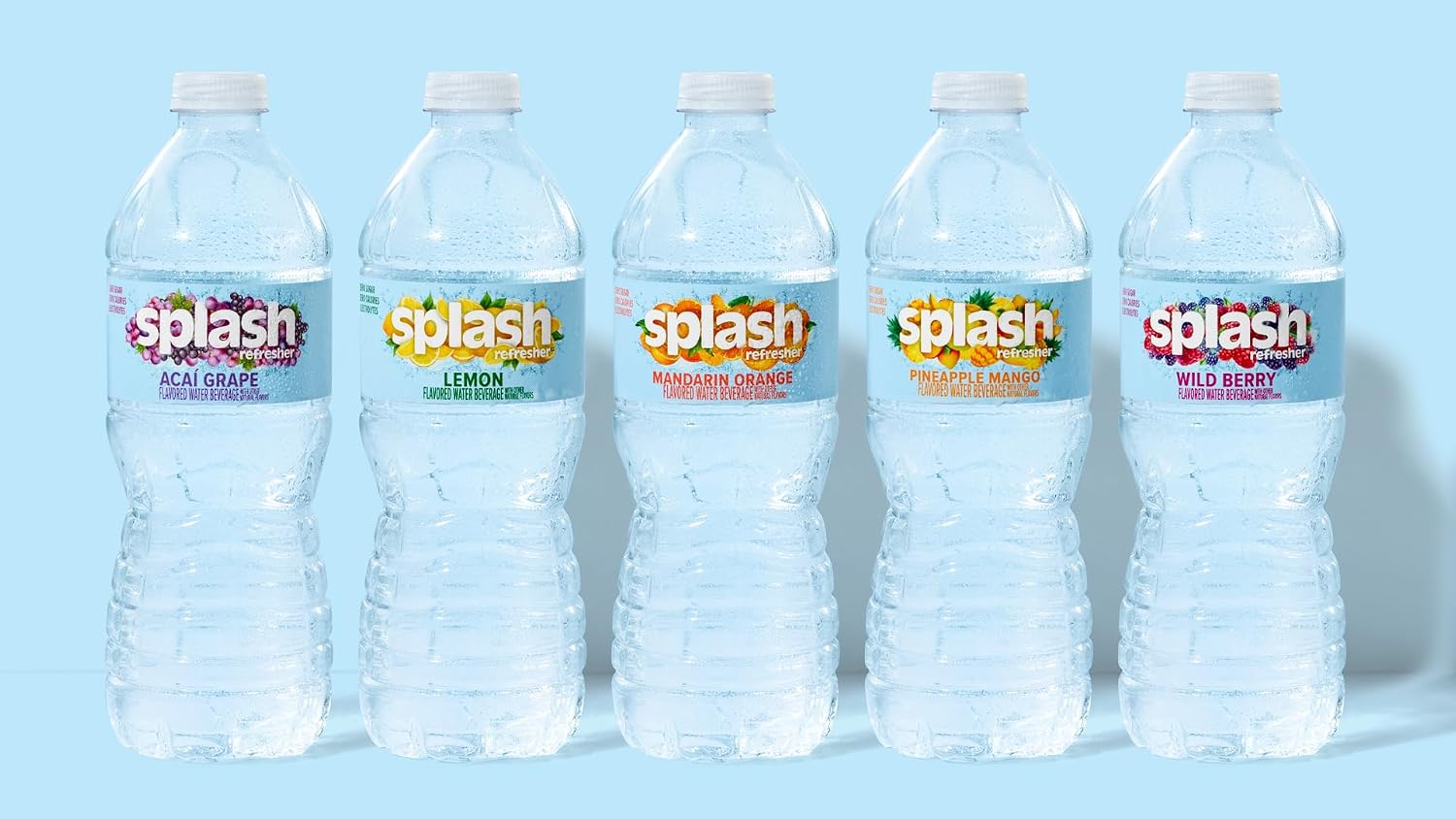 SPLASH REFRESHER Flavored Water Bottles, Mandarin Orange - 6 Pack | Refreshing Flavored Bottled Water with Electrolytes - Zero Sugar & Zero Calories - 16.9 Fl Oz