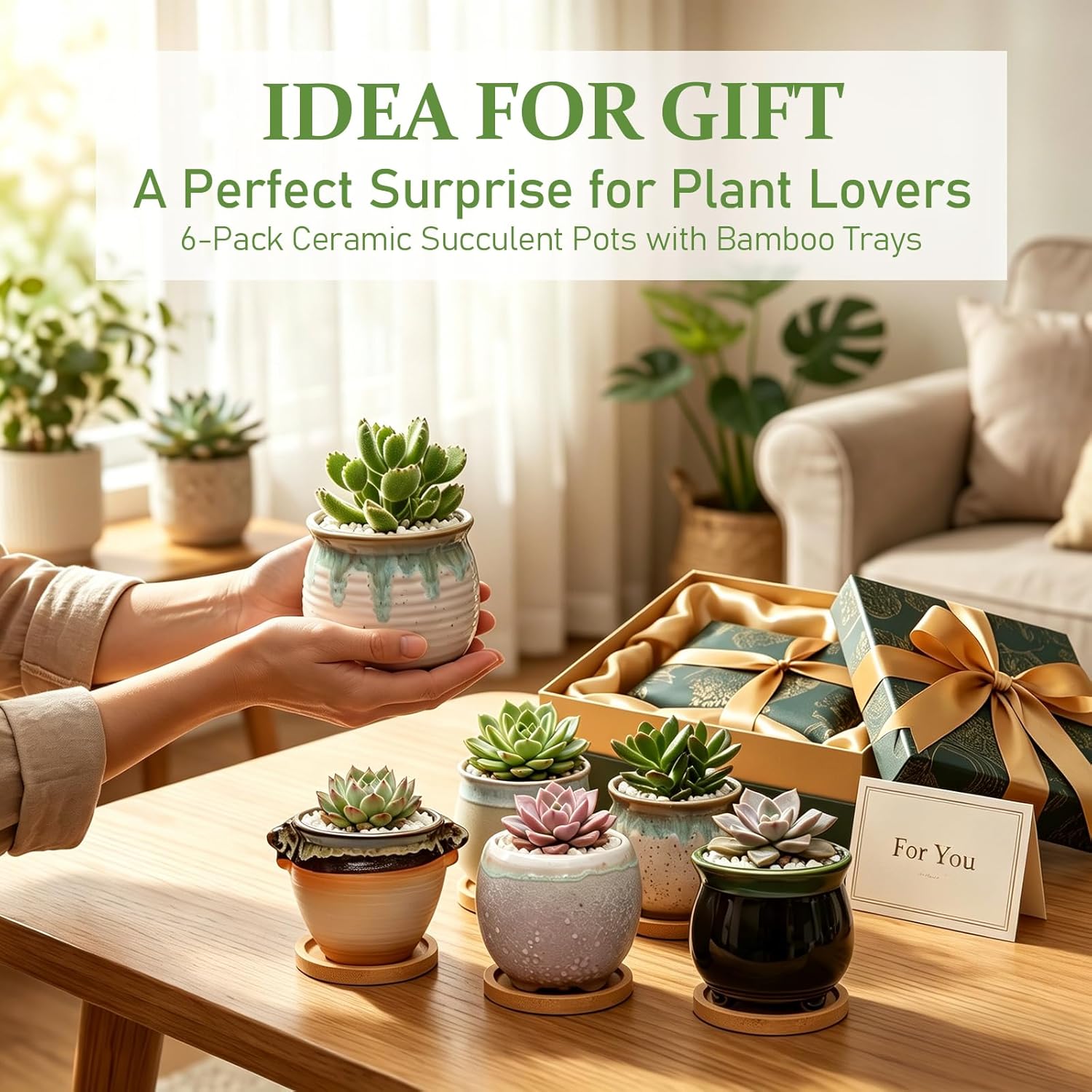 2.1 Inch Ceramic Small Succulent Pot,Plant Pots,Mini Flower Pots | Ceramic Succulent Pots with Drainage,Small Planter for Mini Plant Flowing Glaze Base Serial Set with Holes for Indoor,Outdoor
