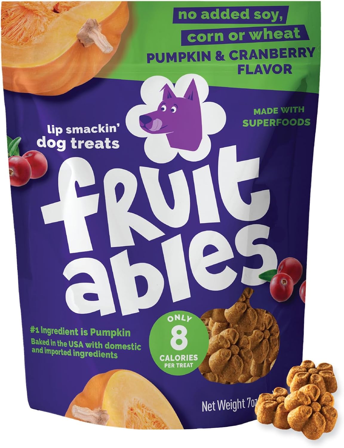 Fruitables Baked Dog Treats, Low Calorie Treats, Pumpkin & Banana, 7oz | Healthy Dog Treats, Training Treats, Crunchy Dog Biscuits, Limited Ingredient Recipe, Healthy Puppy Snacks, Made in USA