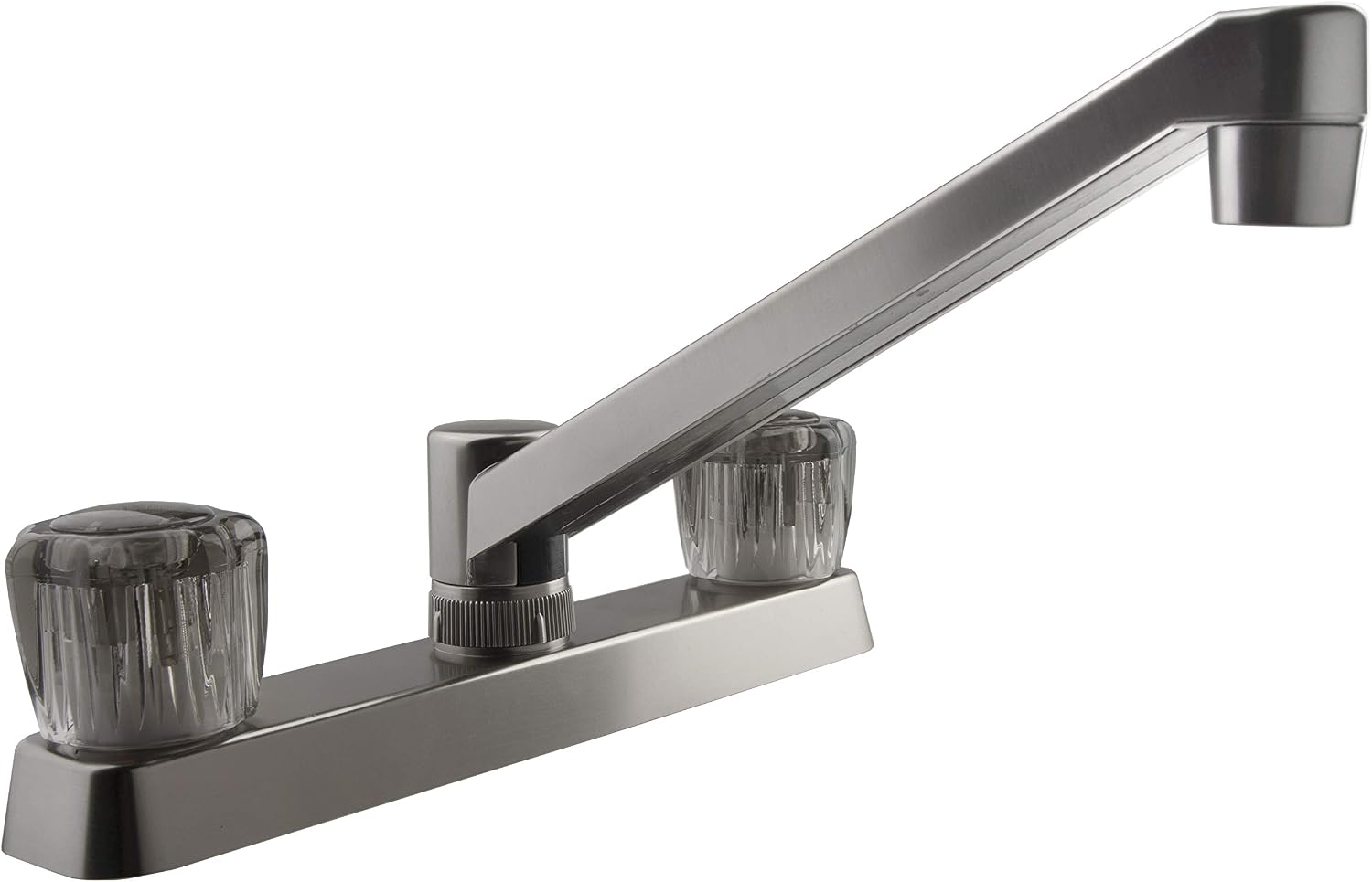 Dura Faucet DF-PK600S-BQ RV Two Handle Kitchen Sink Faucet (Bisque) | Smoked acrylic knobs give smooth, precise control of flow. Bisque Parchment. Plated ABS plastic (not metal).