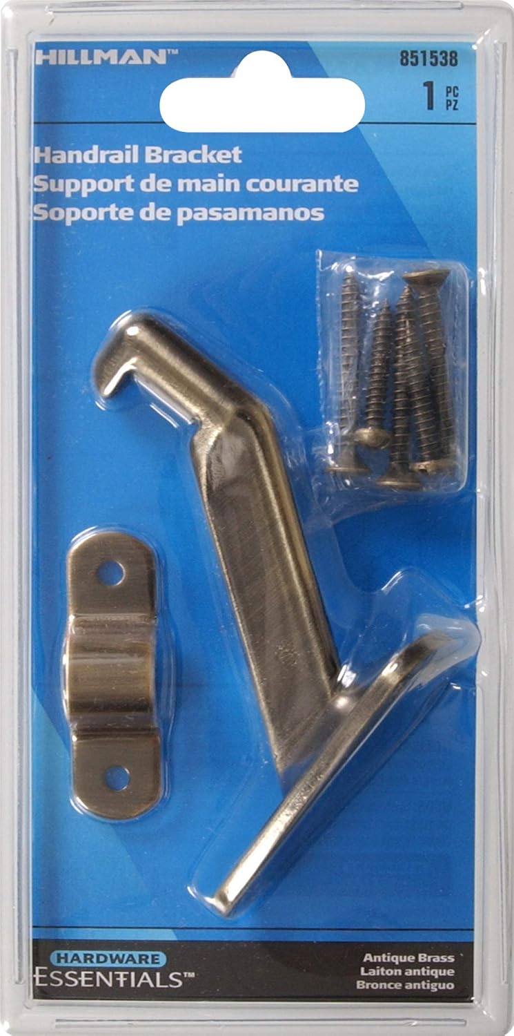 Hillman Hardware Essentials Heavy Duty Handrail Bracket Antique Brass 851538