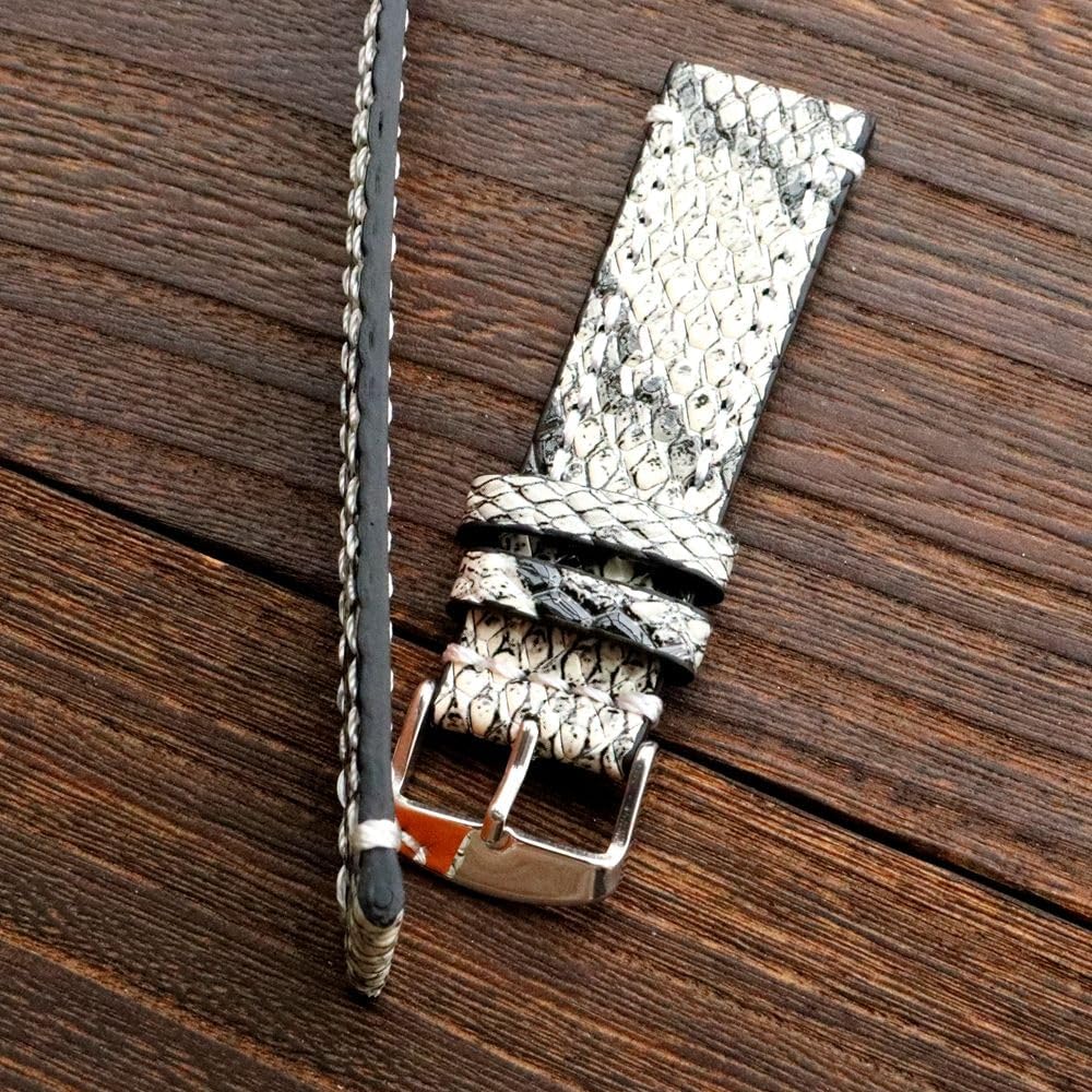 Moran Genuine Leather Watch Band 18mm 19mm 20mm 21mm 22mm 23mm 24mm Calf Grain Watch Strap for Men and Women 18mm Black-Silver Buckle