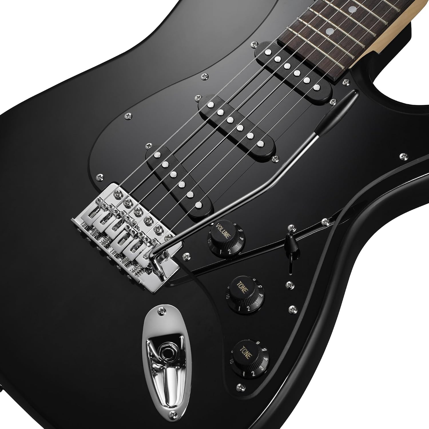Ashthorpe 39-Inch Electric Guitar (Blue-Black), Full-Size Guitar Kit with Padded Gig Bag, Tremolo Bar, Strap, Strings, Cable, Cloth, Picks