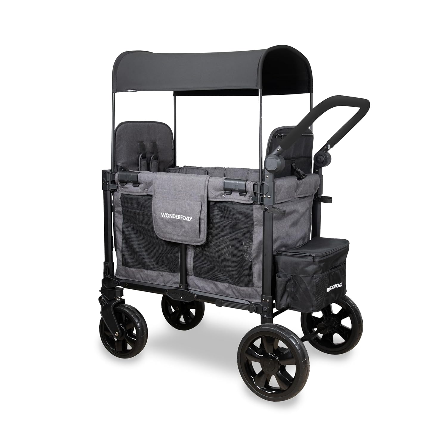 WonderFold W2 Stroller Wagon, Steel Frame, 2 Seater, Black