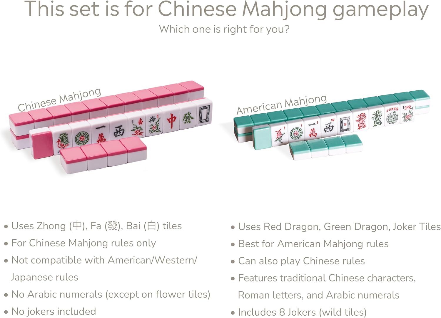 Yellow Mountain Imports Chinese Mahjong Set – Rouge Heritage – 146 Medium Tiles, Professional Set for Chinese-Style Play [中式麻將 專業套裝]