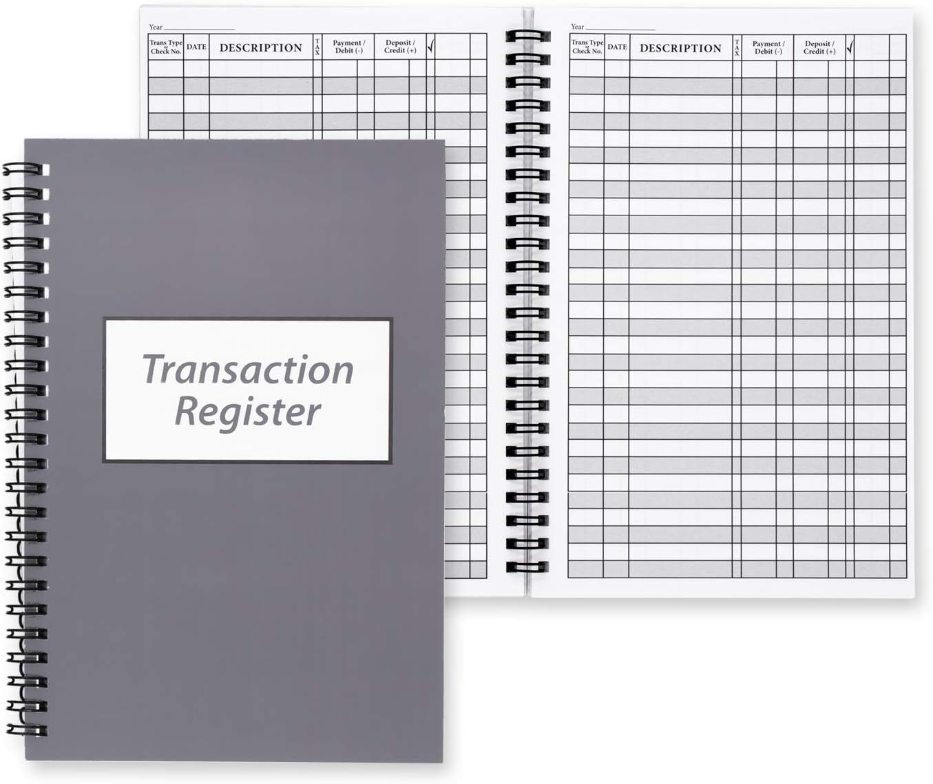 Side Spiral Bound Slate Gray Checkbook/Transaction Register