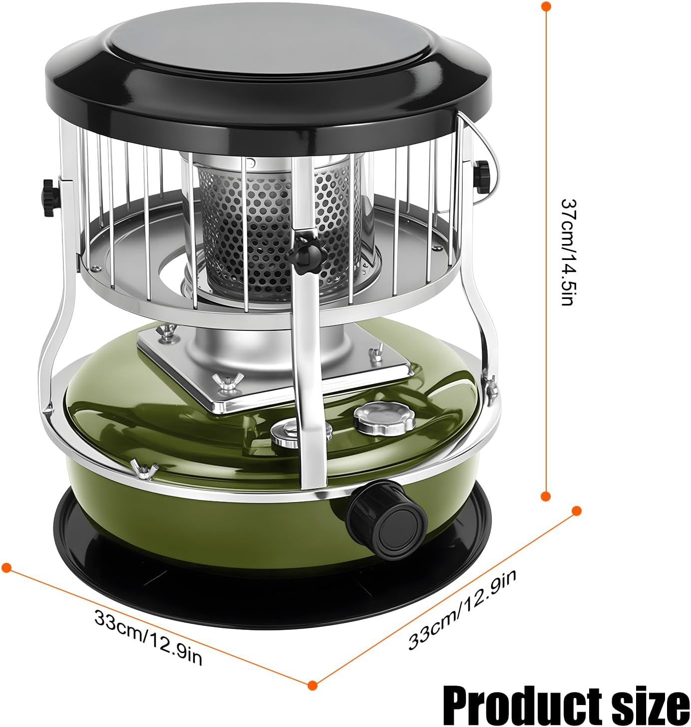 Kerosene Heater for Indoor & Outdoor, 9000 BTU Non-Electric Kerosene Stove, Portable Cordless Space Heater for Home, Garage, Basement, Camping, Cooking Heating (Green)