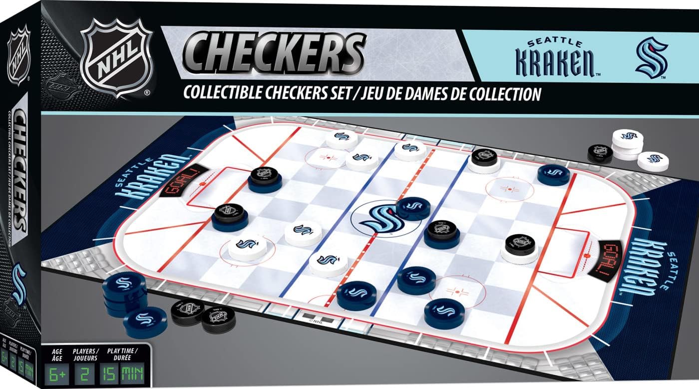 MasterPieces Officially licensed NHL League-NHL Checkers Board Game for Families and Kids ages 6 and Up