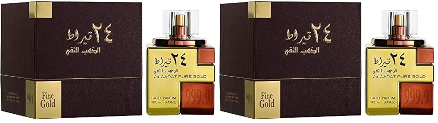 Lattafa Perfumes 24 Carat Pure Gold for Unisex Eau de Parfum Spray, 3.4 Ounce