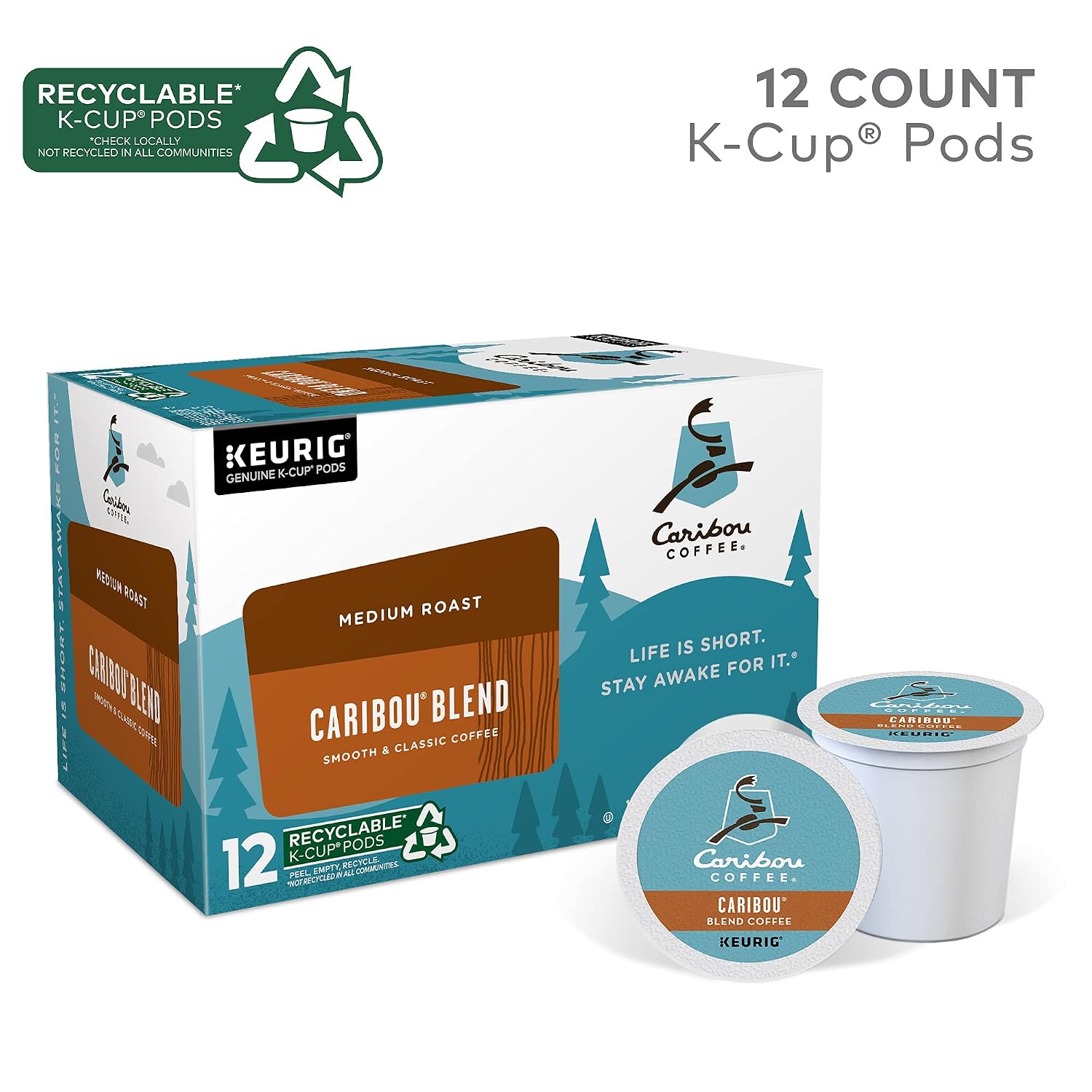 Caribou Coffee Caribou Blend Keurig Single-Serve K-Cup Pod, Medium Roast Coffee, 72 Count