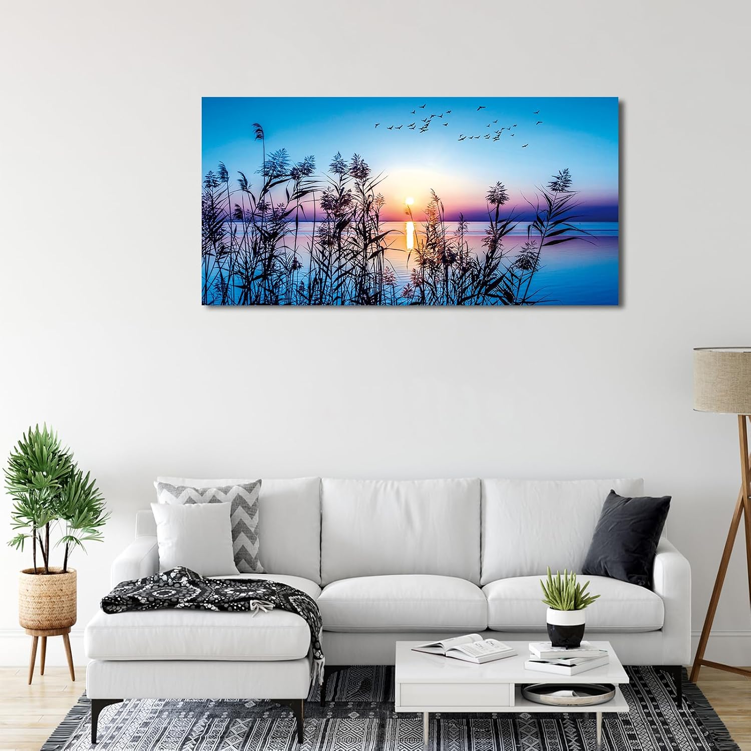 arteWOODS Ocean Wave Canvas Wall Art Beach Sunset Pictures Coastal Nature Artwork Blue Sea Painting Prints for Living Room Bedroom Home Office Decoration 20" x 40"