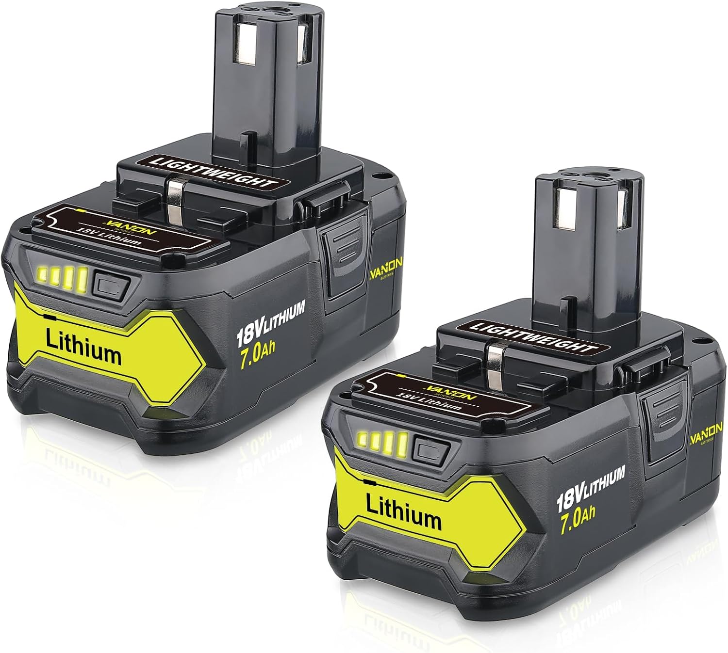 VANON 2-Pack 7.0Ah Replacement for Ryobi 18V Battery P108 | Compatible with Ryobi 18V Lithium Battery P108 P107 P103 P102 P104 P105 P109 P122 Drill