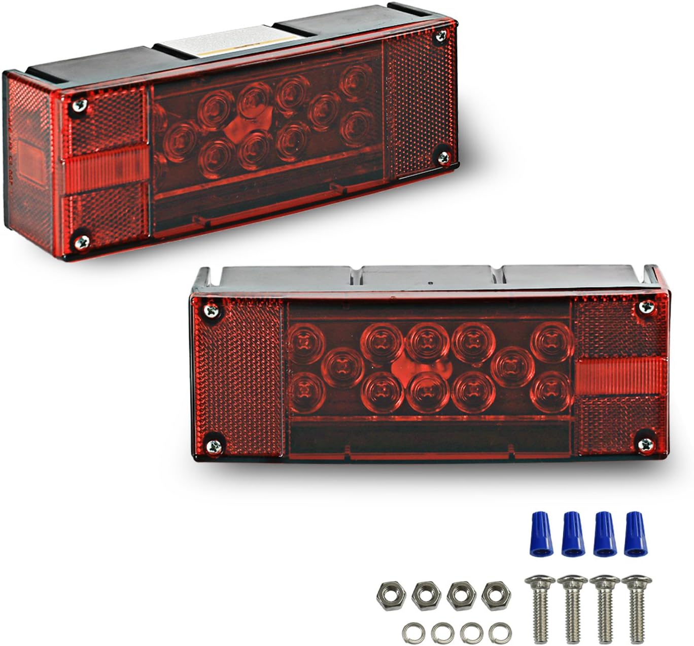Wellmax LED Boat Trailer Lights, Submersible Marine Waterproof Tail Lights | 12V Tail & Turn Signal, DOT Compliant, Sealed Acrylic Lens