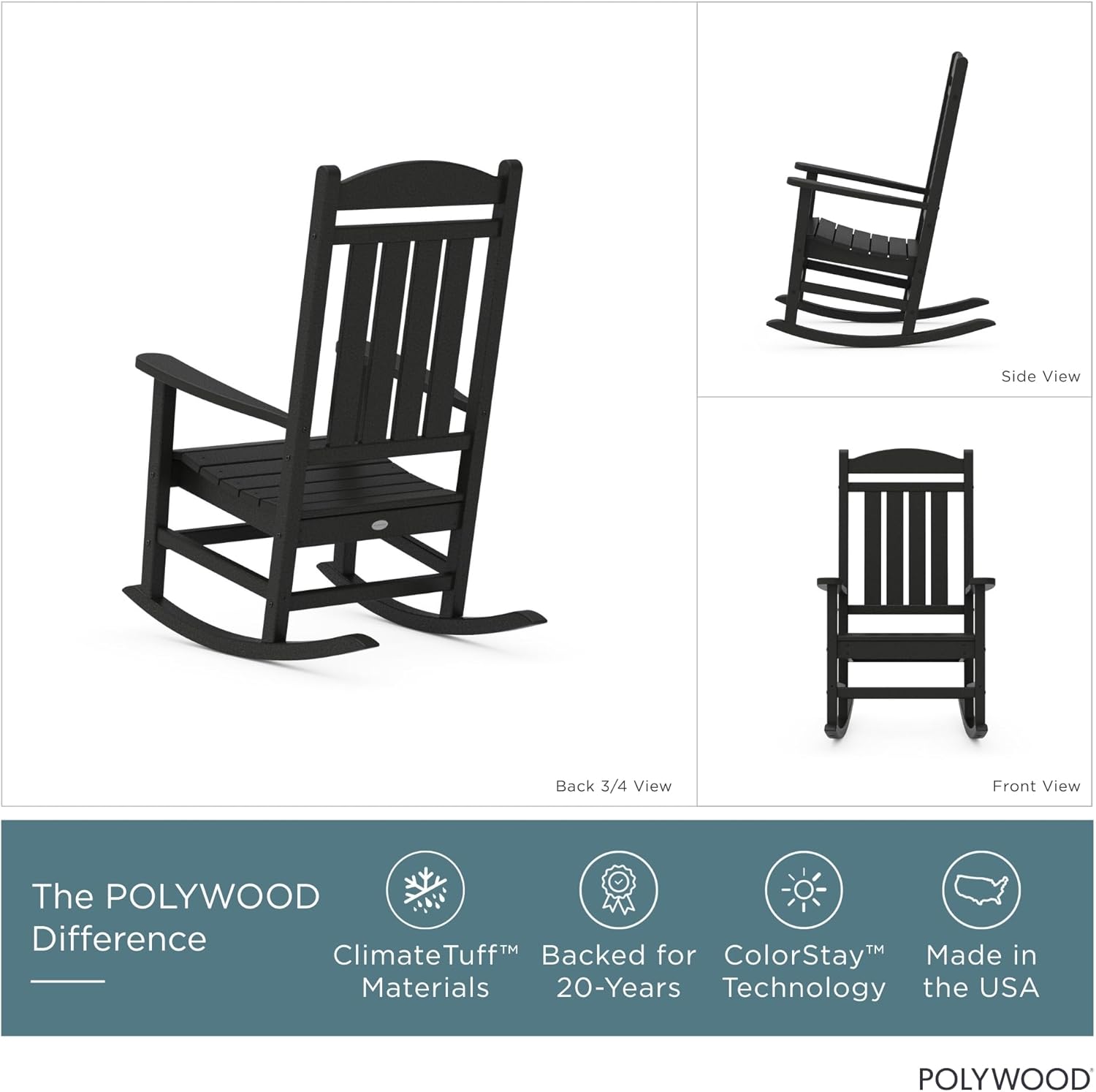 POLYWOOD Presidential Rocking Chair in White