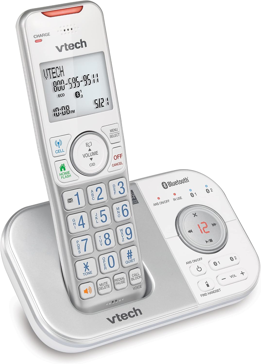 VTech VS112-27 2 Handset Cordless Phone with Answering Machine, Call Blocking, Caller ID, Intercom and Connect to Cell
