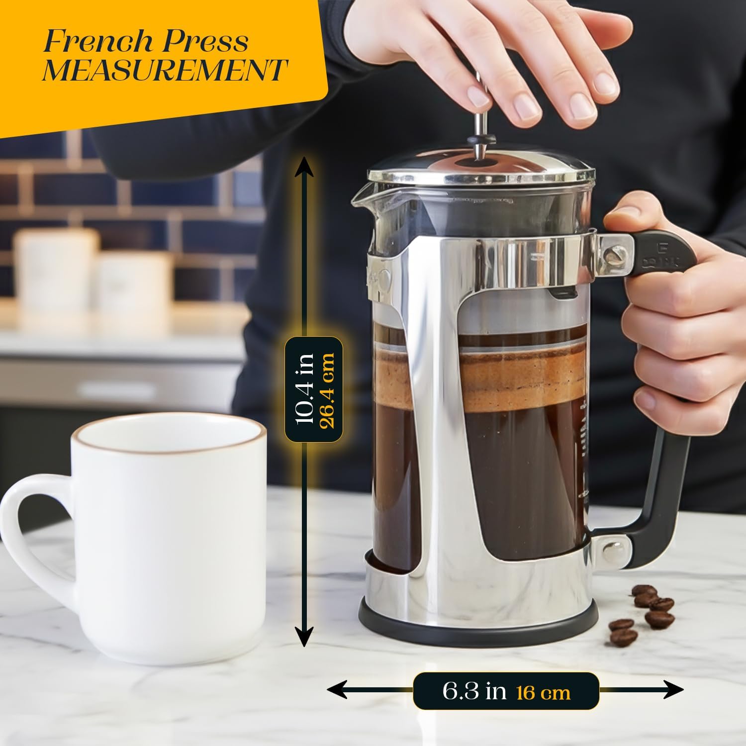ESPRO P3 French Press Coffee Maker, 32oz, Black, Double Micro Filter Press | Grit-Free Coffee Press, Thicker Borosilicate Heat Resistant Glass french press, Tea Press, Easy Coffee Brewer, Tea Brewer