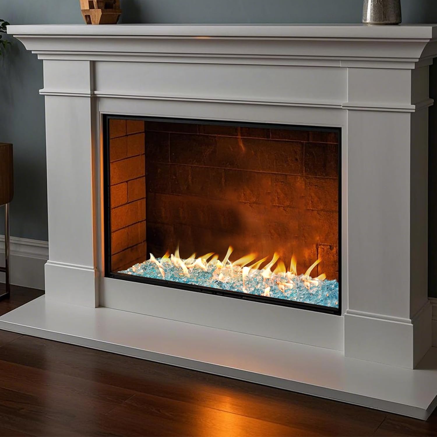 Skyflame 1/4" Pacific Blue Regular Fire Glass for Fire Pit Fireplace