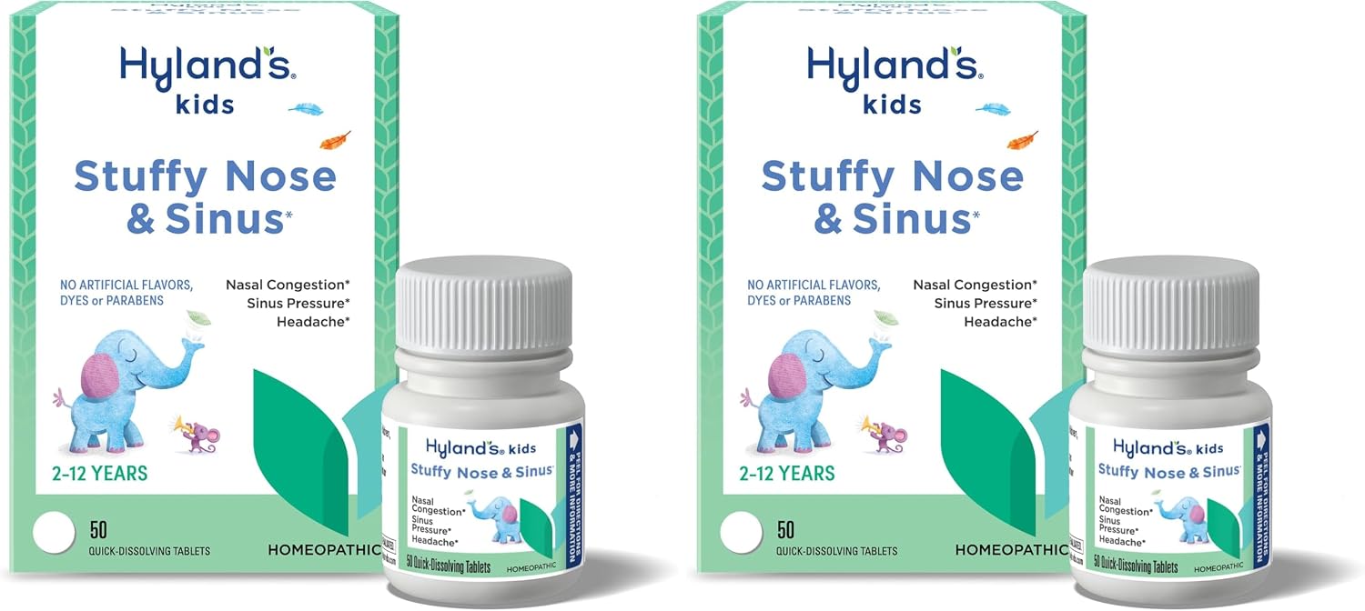 Hyland's Kids Stuffy Nose and Sinus Tablets, for Children Ages 2+, 50ct
