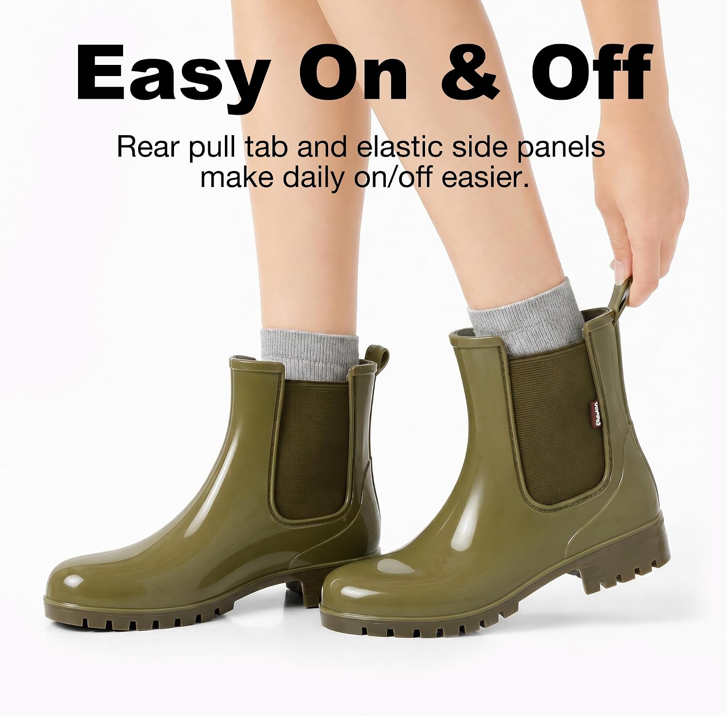 planone Cute Short Rain Boots for Women, Waterproof Chelsea Ankle Boots