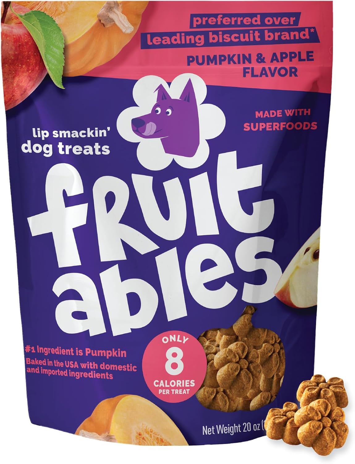 Fruitables Baked Dog Treats, Low Calorie Treats, Pumpkin & Banana, 7oz | Healthy Dog Treats, Training Treats, Crunchy Dog Biscuits, Limited Ingredient Recipe, Healthy Puppy Snacks, Made in USA
