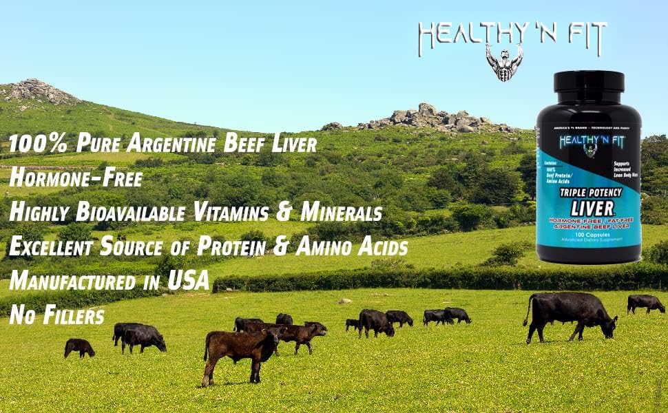 Healthy 'N Fit Triple Potency Liver (500 Capsule Mega-Value) - Pure Argentine Desiccated Beef Liver. Grass Fed, Hormone Free, Pasture Raised