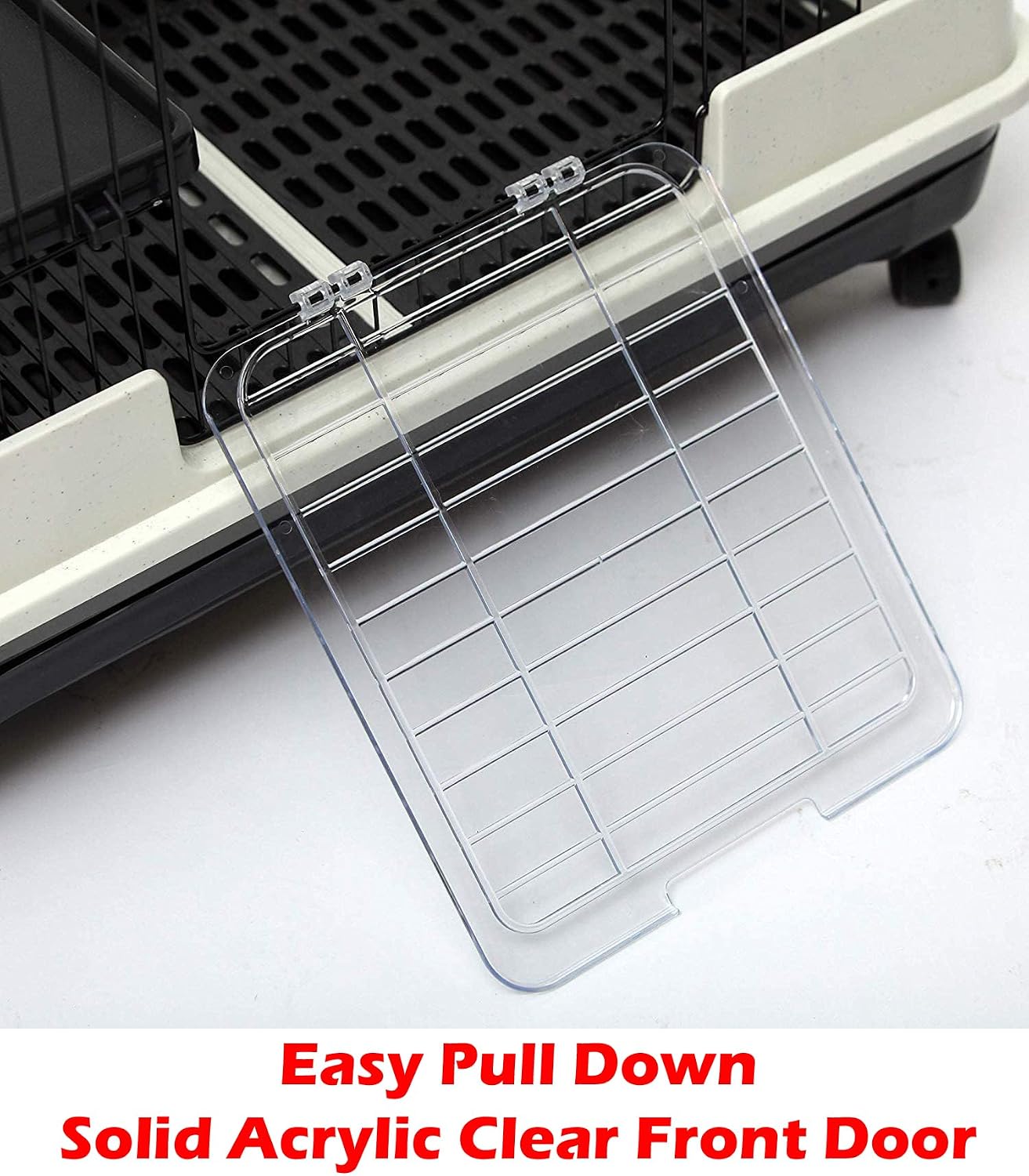 Mcage Extra Large Cage for Guinea Pig, Black, 32"L x 21"W x 28"H, Roomy, Easy to Clean, Anti-slip Step Ramp, Safety Lockable Casters, No Tools Needed