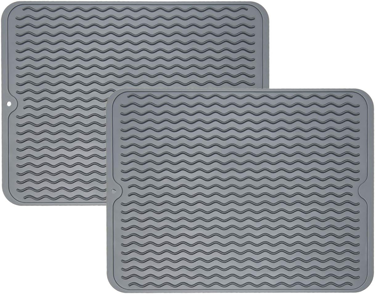 ZLR Silicone Dish Drying Mat for Kitchen Counter, Eco-Friendly Fast Dry Dish Mat, Easy Clean Multi Usage Drying Matt, Heat Resistant Trivet