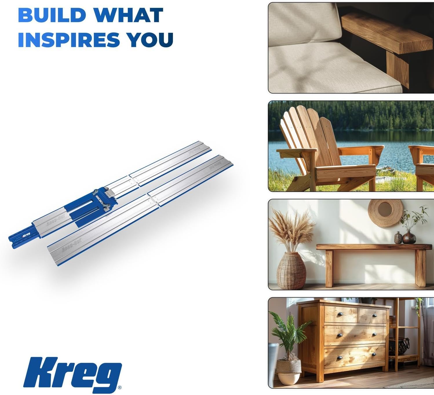 Kreg KMA3700 Accu-Cut XL - Universal Track Saw Guide System - Cuts up to 100" Long - No Clamps Needed - Make Straight, Cross