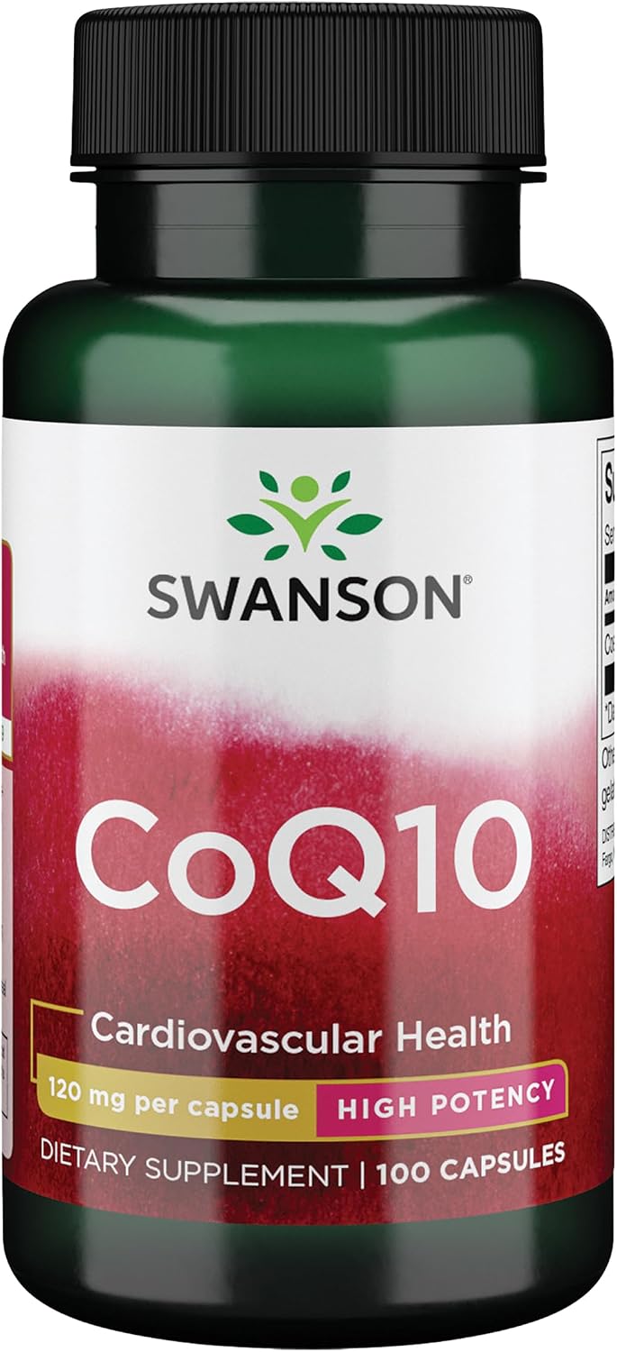 Swanson CoQ10 Helps Promote Heart Health (100 Capsules, 120mg Each) | Energy Support, and Aids Overall Cardiovascular System Health, Helps Maintain Coenzyme Q10 Supplement