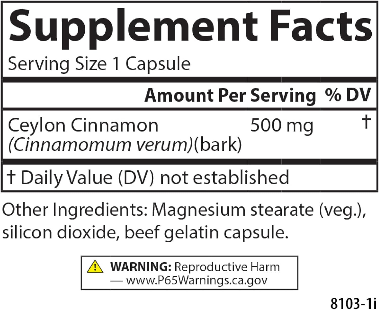 Carlson Ceylon Cinnamon, Cinnamon Supplements, 500 mg, 180 Capsules