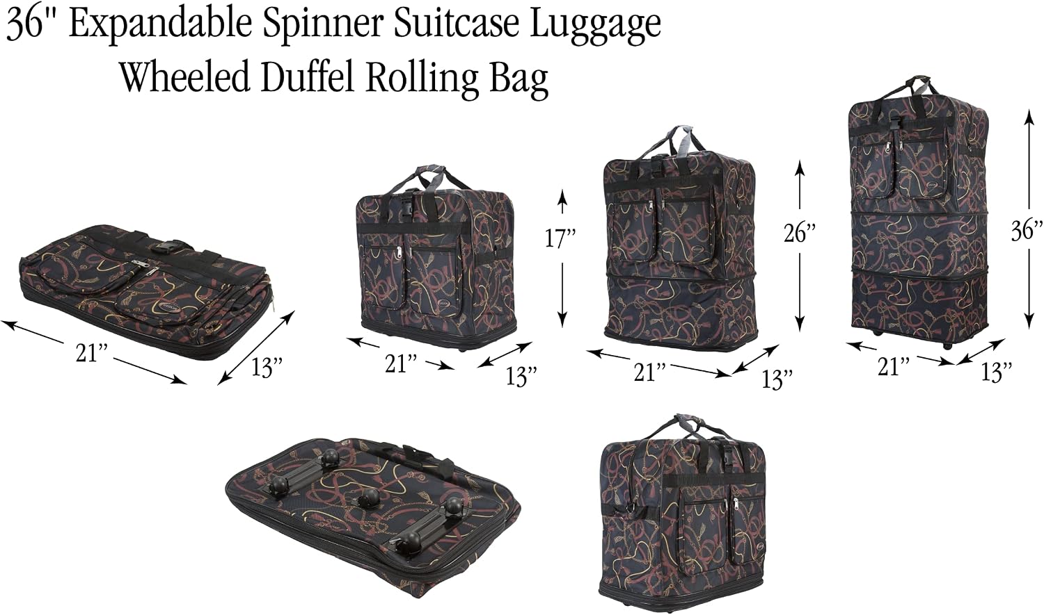 40'' Expandable Rolling Duffel Bag Suitcases w/Wheels,Foldable Luggage Bag