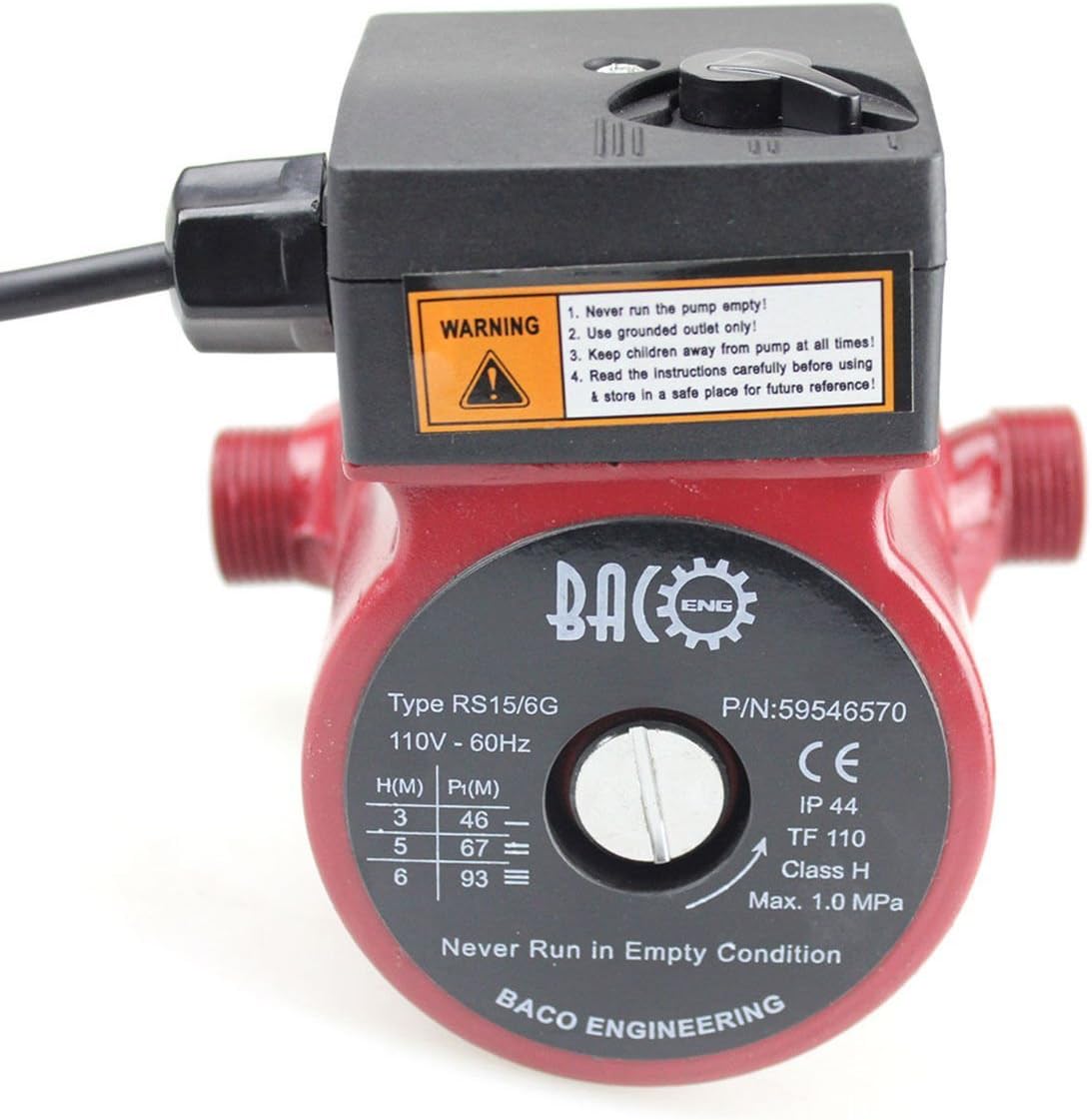 BACOENG Hot Water Recirculating Pump, Stainless Steel Head, Circulation Pump NPT 3/4", 3-Speed Control, Circulating Pump for Water Heater System