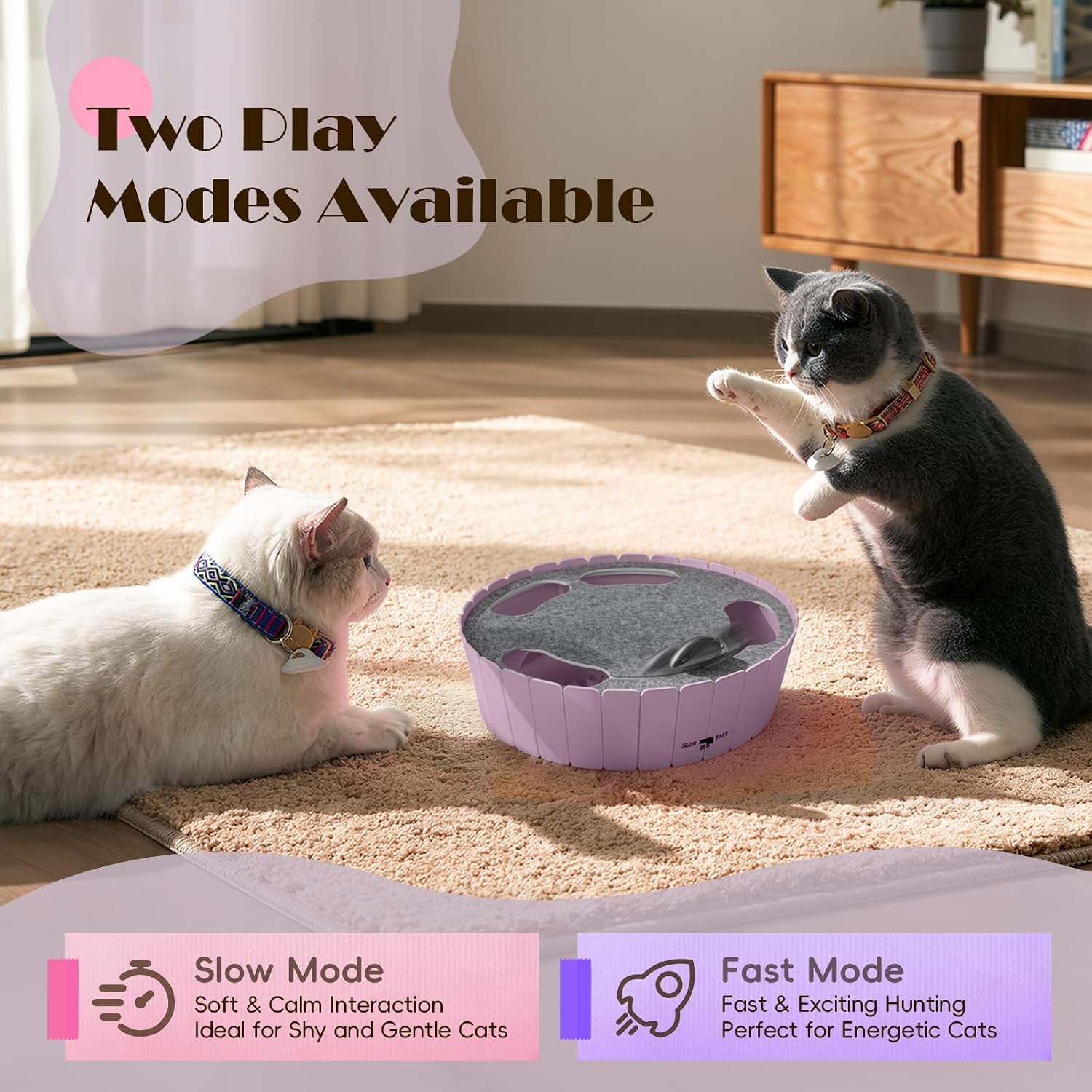 Pawaboo Interactive Cat Toy with Running Mouse, Automatic Track Kitten Toy | Electronic Motion Cat Toy for Indoor Cats, Pop and Play Hide Seek Cats Toys Hunting Mouse for Kitty Play Exercise, Green