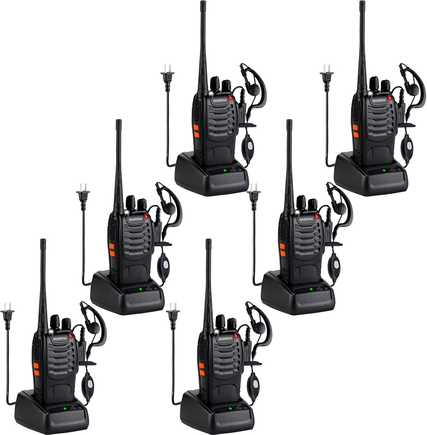 Baofeng Walkie Talkies 888S Rechargeable Long Range with Earpieces for Adults, 16 Channel Professional Radio Handheld Two Way Radios Li-ion Battery and Charger Included (10pack with 10earpiece)