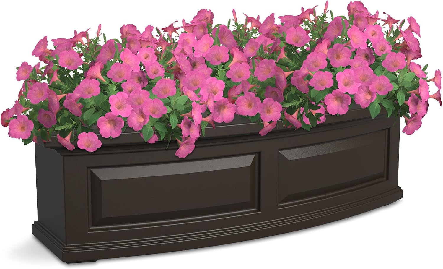 Mayne Nantucket 36in Self-Watering Rectangular Window Box Planter, White | Self-watering, All season, Fade resistant, Mounting brackets included, Built-in overflow, 15-year warranty